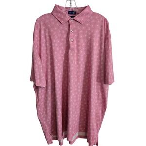 Stitch Golf Polo Shirt Men's XXL Pink Floral Pattern Performance Golf Casual